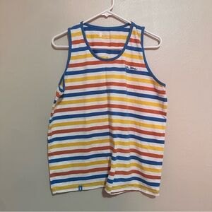 Dutch Bros Blue and Orange Striped Tank Size Large